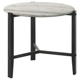 Best Furniture Outlet - Coaster - Tandi Round Faux Marble Side End Table White and Black - 753537