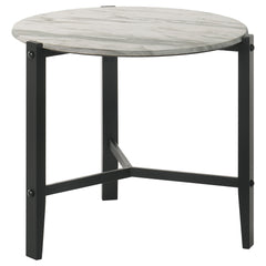 Best Furniture Outlet - Coaster - Tandi Round Faux Marble Side End Table White and Black - 753537