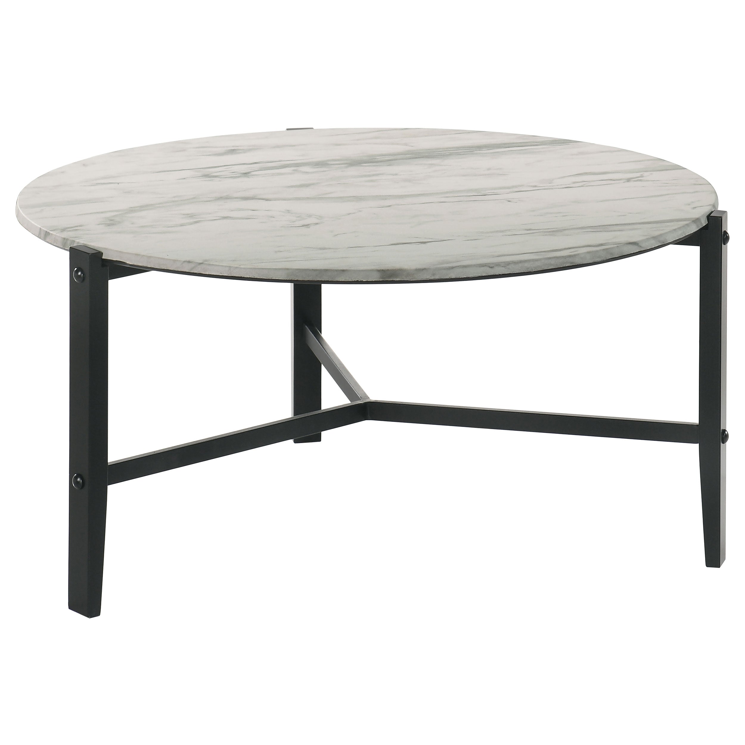 Best Furniture Outlet - Coaster - Tandi Round Faux Marble Coffee Table White and Black - 753538
