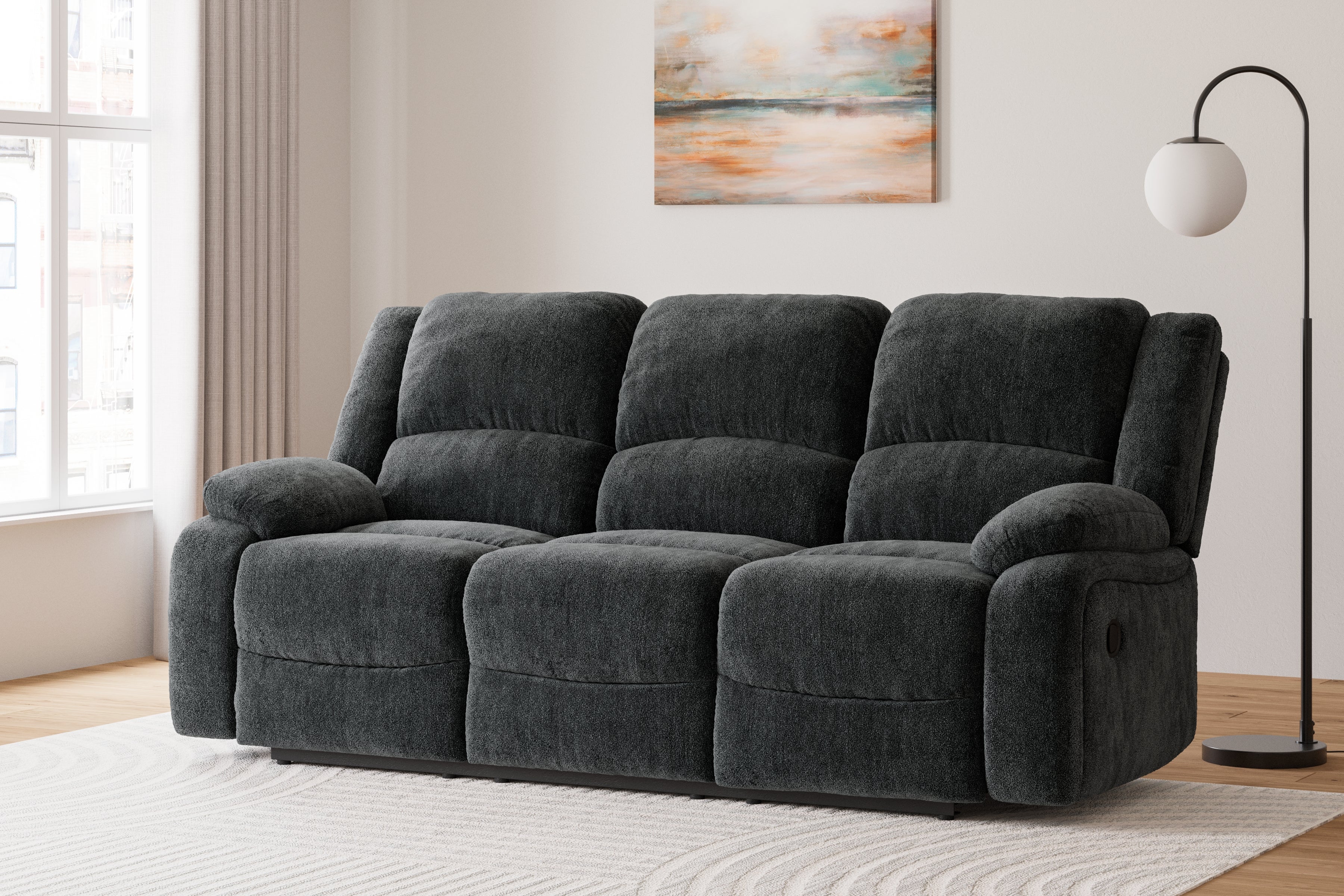 Best Furniture Outlet - Ashley Furniture - Draycoll Living Room - DBL REC PWR Loveseat w/Console / Slate - 7650496
