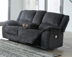 Best Furniture Outlet - Ashley Furniture - Draycoll Living Room - DBL REC PWR Loveseat w/Console / Slate - 7650496