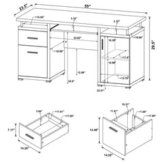 Tracy 55-inch 2-drawer Office Computer Desk White