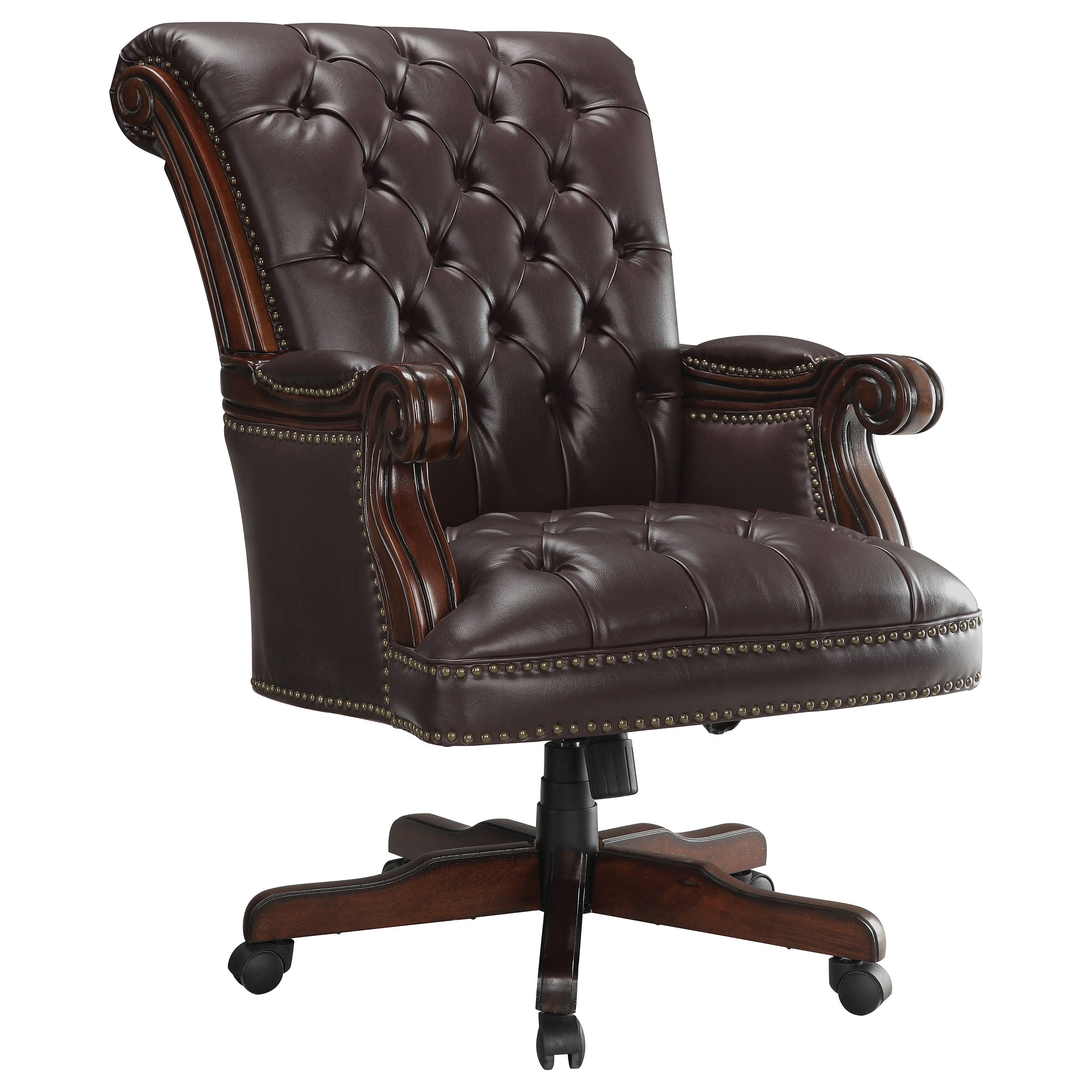 Best Furniture Outlet - Coaster - Calloway Upholstered Executive Office Desk Chair Dark Brown - 800142
