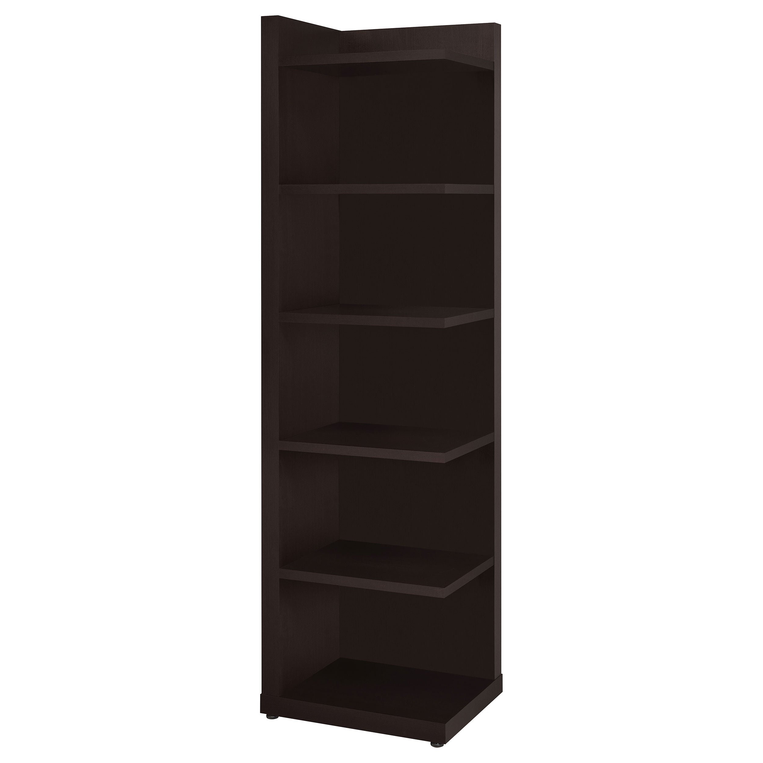 Best Furniture Outlet - Coaster - Alder 71-inch 6-shelf Corner Bookcase Cappuccino - 800270