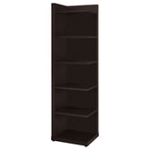 Best Furniture Outlet - Coaster - Alder 71-inch 6-shelf Corner Bookcase Cappuccino - 800270