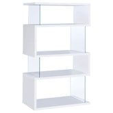 Best Furniture Outlet - Coaster - Emelle 63-inch 4-shelf Glass Panel Bookshelf White - 800300