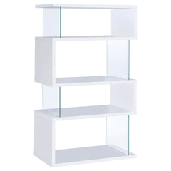 Best Furniture Outlet - Coaster - Emelle 63-inch 4-shelf Glass Panel Bookshelf White - 800300