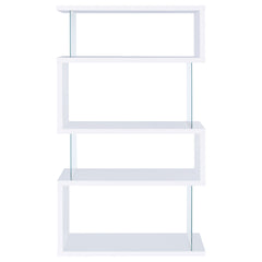 Emelle 63-inch 4-shelf Glass Panel Bookshelf White