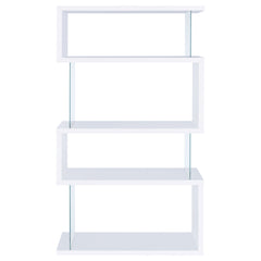 Emelle 63-inch 4-shelf Glass Panel Bookshelf White