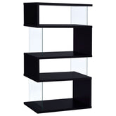 Best Furniture Outlet - Coaster - Emelle 63-inch 4-shelf Glass Panel Bookshelf Black - 800340