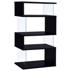 Best Furniture Outlet - Coaster - Emelle 63-inch 4-shelf Glass Panel Bookshelf Black - 800340
