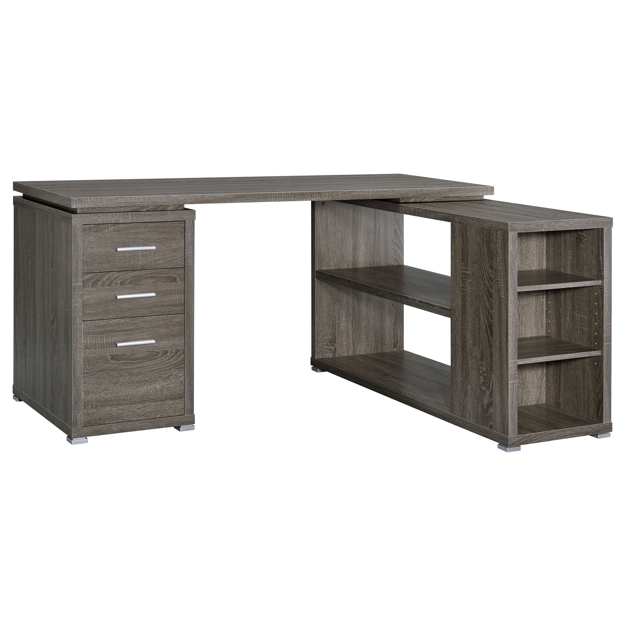 Best Furniture Outlet - Coaster - Yvette 60-inch 3-drawer L-Shape Computer Desk Weathered Grey - 800518