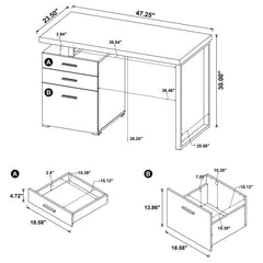 Brennan 47-inch 3-drawer Office Computer Desk Weathered Grey