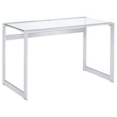 Best Furniture Outlet - Coaster - Hartford 47-inch Glass Top Writing Desk Chrome - 800746
