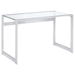 Best Furniture Outlet - Coaster - Hartford 47-inch Glass Top Writing Desk Chrome - 800746