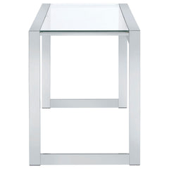 Hartford 47-inch Glass Top Writing Desk Chrome