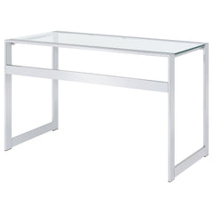 Hartford 47-inch Glass Top Writing Desk Chrome