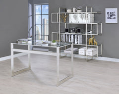 Hartford 47-inch Glass Top Writing Desk Chrome