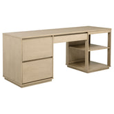 Best Furniture Outlet - Coaster - Harkes 75-inch 3-drawer Computer Desk with Adjustable Shelf Light Elm - 800797