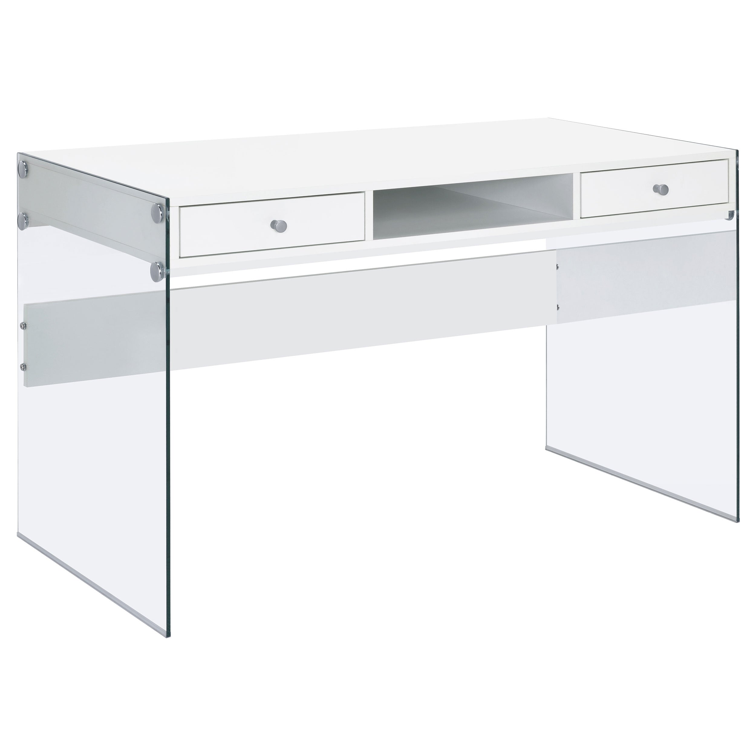 Best Furniture Outlet - Coaster - Dobrev 48-inch 2-drawer Writing Desk White High Gloss - 800829