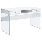 Best Furniture Outlet - Coaster - Dobrev 48-inch 2-drawer Writing Desk White High Gloss - 800829