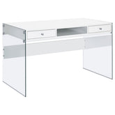 Best Furniture Outlet - Coaster - Dobrev 48-inch 2-drawer Writing Desk White High Gloss - 800829