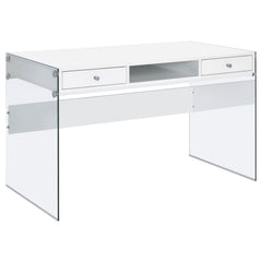 Best Furniture Outlet - Coaster - Dobrev 48-inch 2-drawer Writing Desk White High Gloss - 800829
