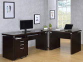 Best Furniture Outlet - Coaster - Skylar L-Shape Desk with Mobile File Cabinet Cappuccino - 800891-S4