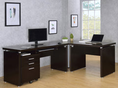 Best Furniture Outlet - Coaster - Skylar L-Shape Desk with Mobile File Cabinet Cappuccino - 800891-S4