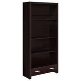Best Furniture Outlet - Coaster - Skylar 71-inch 5-shelf Bookcase with Drawer Cappuccino - 800905