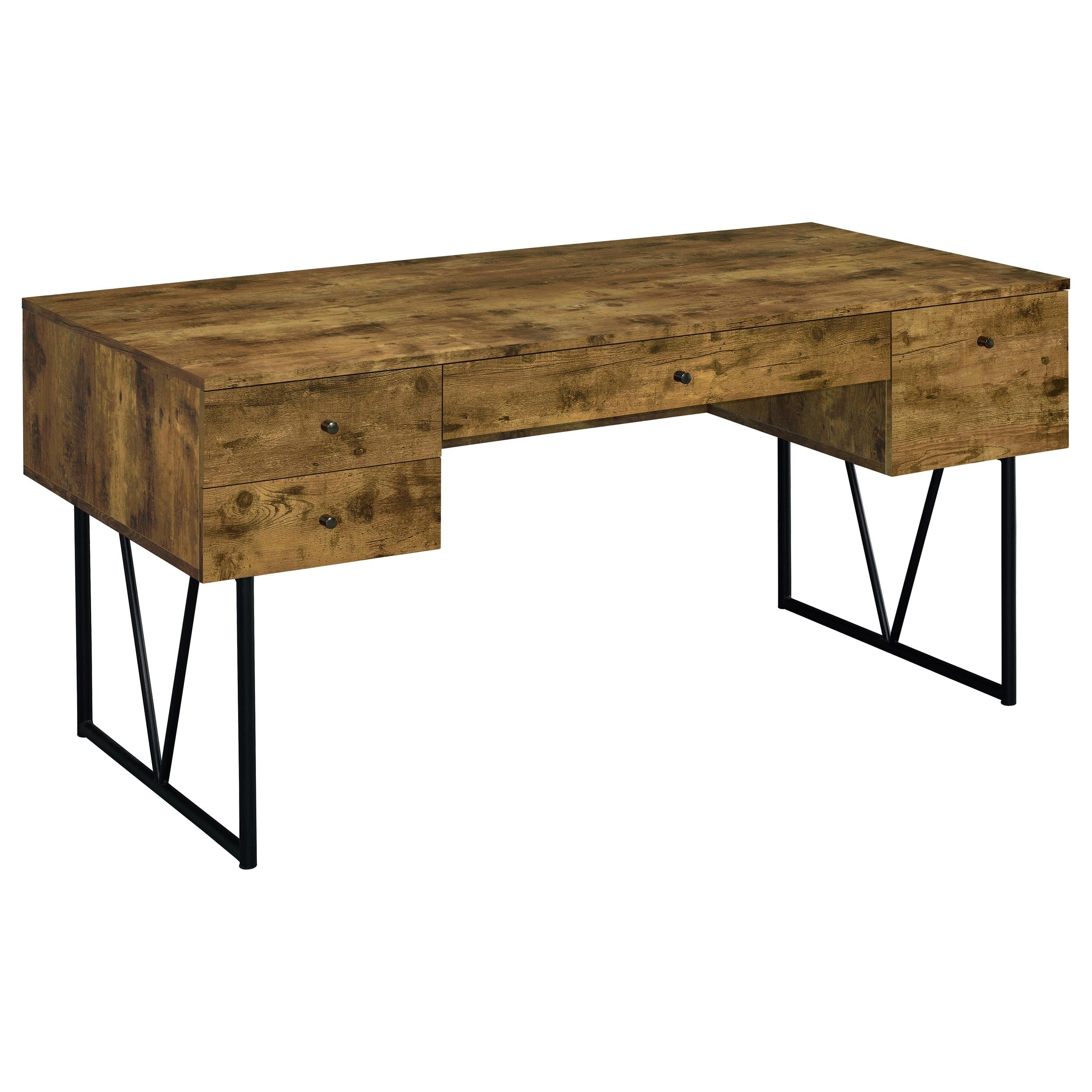 Best Furniture Outlet - Coaster - Analiese 63-inch 4-drawer Writing Desk Rustic Nutmeg - 800999
