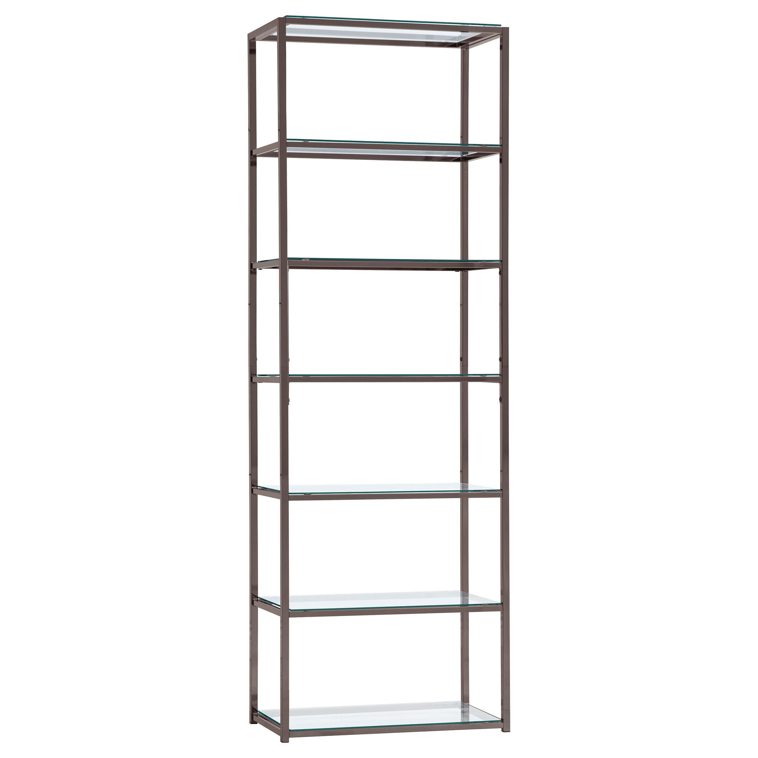 Best Furniture Outlet - Coaster - Kate 78-inch 5-shelf Glass Bookshelf Black Nickel - 801017