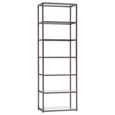 Best Furniture Outlet - Coaster - Kate 78-inch 5-shelf Glass Bookshelf Black Nickel - 801017