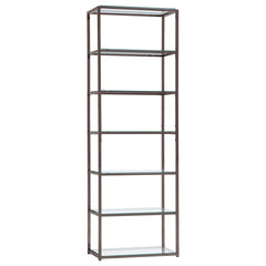 Best Furniture Outlet - Coaster - Kate 78-inch 5-shelf Glass Bookshelf Black Nickel - 801017