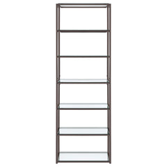 Kate 78-inch 5-shelf Glass Bookshelf Black Nickel