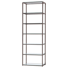 Kate 78-inch 5-shelf Glass Bookshelf Black Nickel