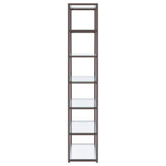 Kate 78-inch 5-shelf Glass Bookshelf Black Nickel