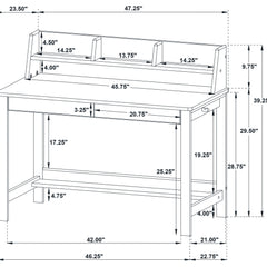 Besler 47-inch SmartTop Writing Desk with Shelf Cement and Natural