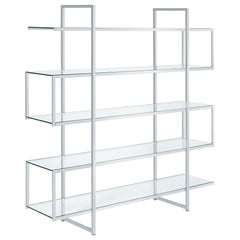 Best Furniture Outlet - Coaster - Elmer 63-inch 5-shelf Bookshelf Clear and Chrome - 801304