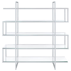 Elmer 63-inch 5-shelf Bookshelf Clear and Chrome