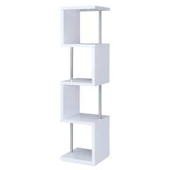Best Furniture Outlet - Coaster - Baxter 67-inch 4-shelf Bookshelf White and Chrome - 801418