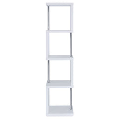 Baxter 67-inch 4-shelf Bookshelf White and Chrome