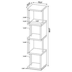 Baxter 67-inch 4-shelf Bookshelf White and Chrome