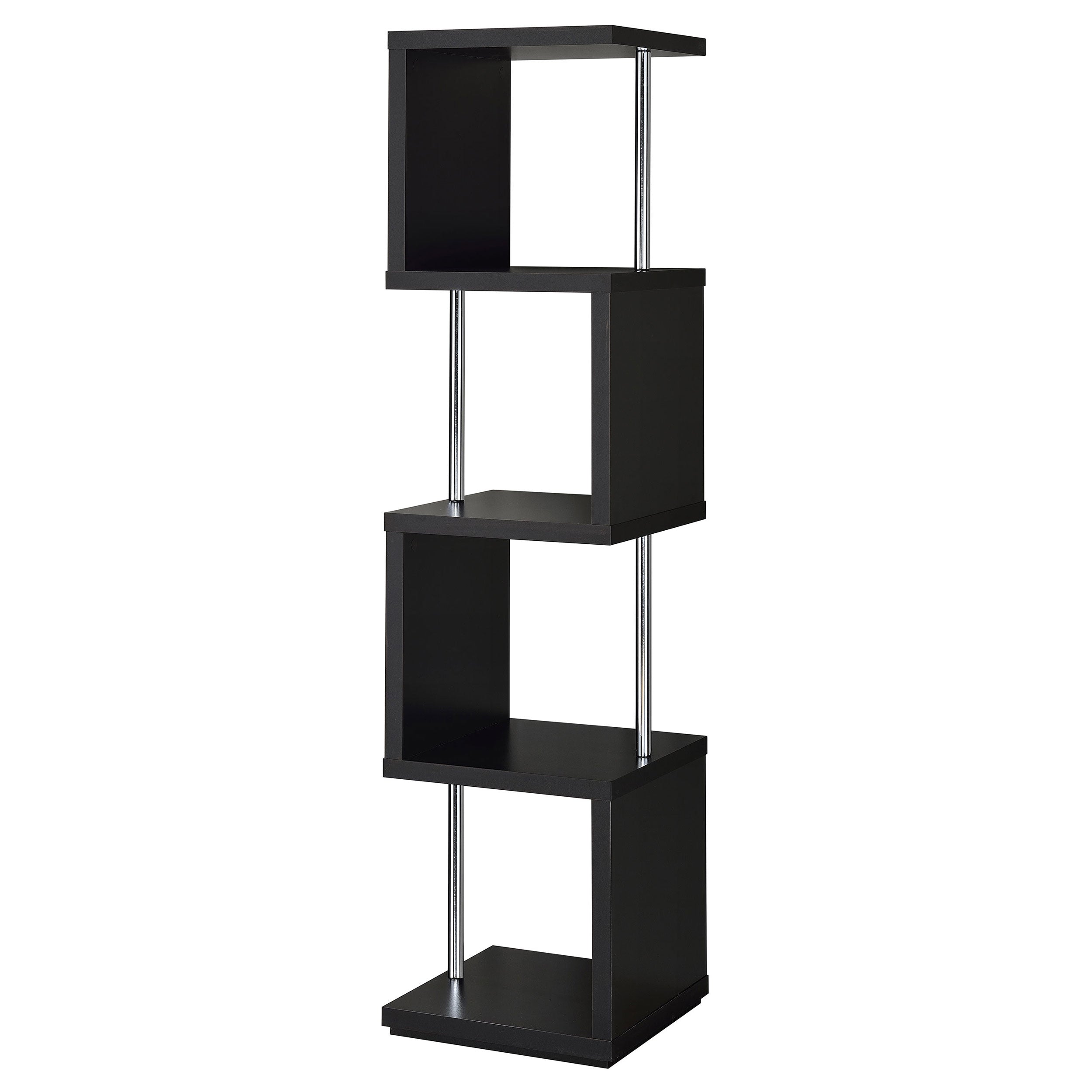 Best Furniture Outlet - Coaster - Baxter 67-inch 4-shelf Bookshelf Black and Chrome - 801419