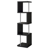 Best Furniture Outlet - Coaster - Baxter 67-inch 4-shelf Bookshelf Black and Chrome - 801419