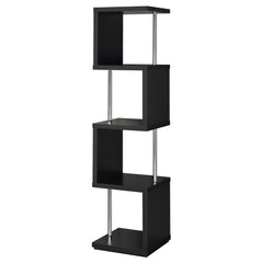 Best Furniture Outlet - Coaster - Baxter 67-inch 4-shelf Bookshelf Black and Chrome - 801419
