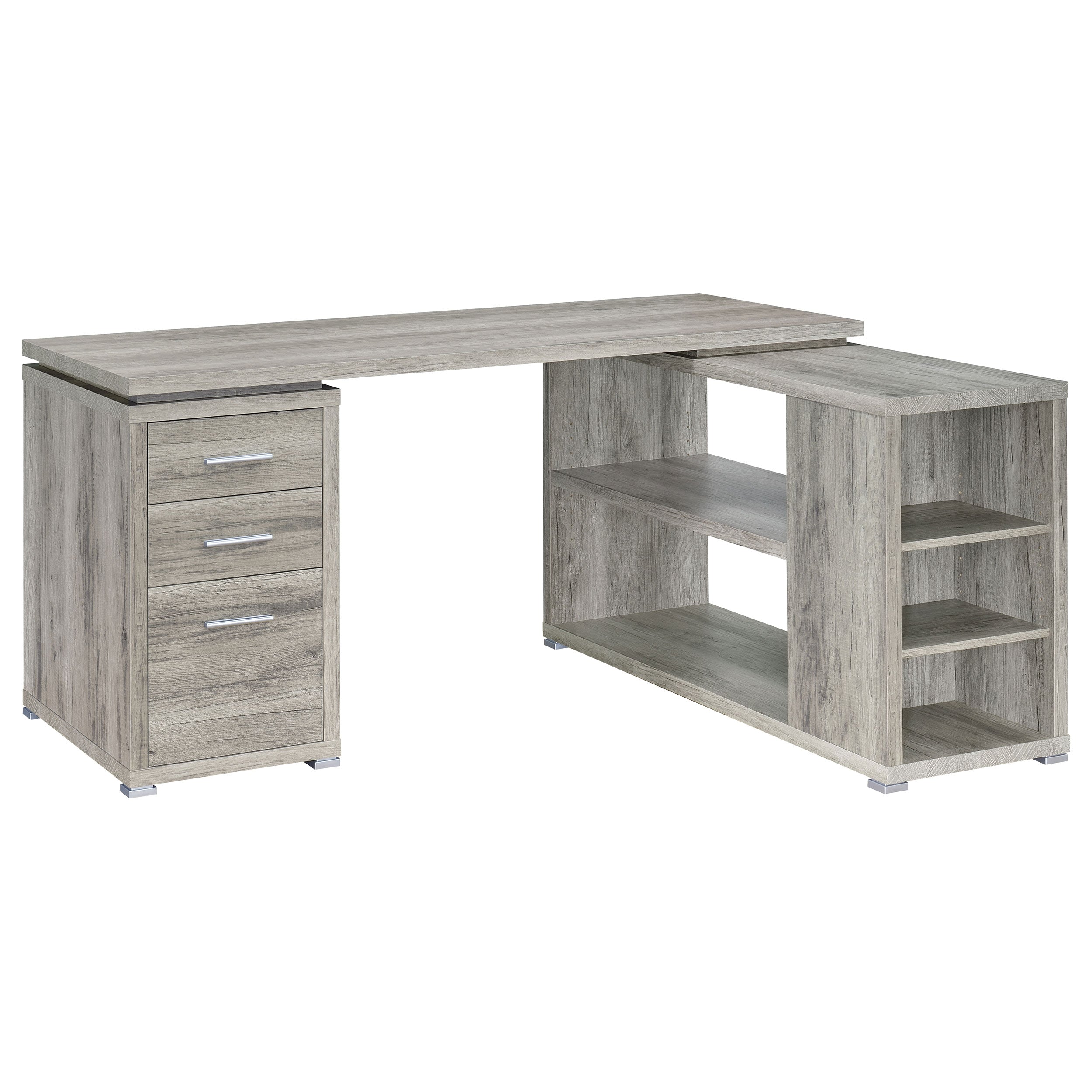 Best Furniture Outlet - Coaster - Yvette 60-inch 3-drawer L-Shape Computer Desk Grey Driftwood - 801516