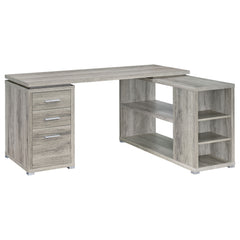 Best Furniture Outlet - Coaster - Yvette 60-inch 3-drawer L-Shape Computer Desk Grey Driftwood - 801516