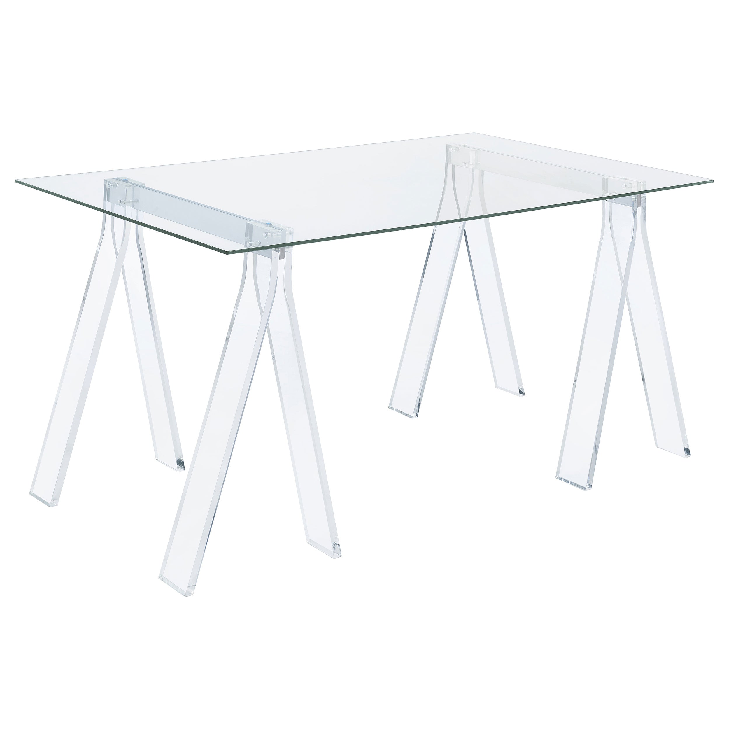 Best Furniture Outlet - Coaster - Amaturo 59-inch Glass Top Acrylic Writing Desk Clear - 801535