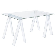Best Furniture Outlet - Coaster - Amaturo 59-inch Glass Top Acrylic Writing Desk Clear - 801535